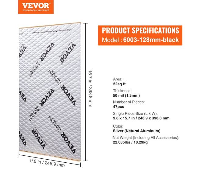 Automobilio garso izoliacijos kilimėlis, 1.3mm6