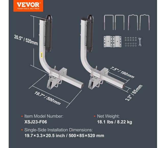 Valties priekabos gidai, reguliuojami 52 cm6