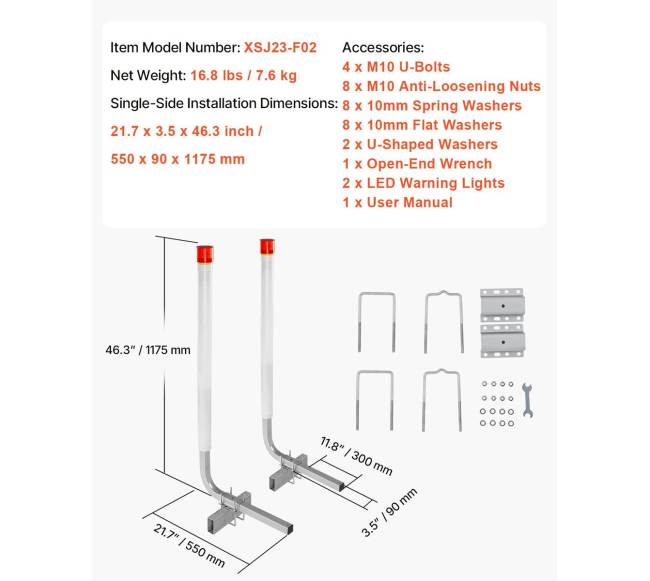 Valties priekabos gidas su LED šviesa6