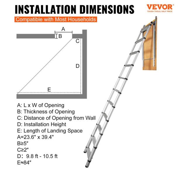 Palėpės teleskopinės kopėčios, aliuminis, 158.8 kg1
