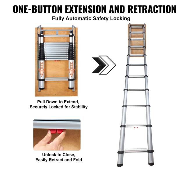 Palėpės teleskopinės kopėčios, aliuminis, 158.8 kg5