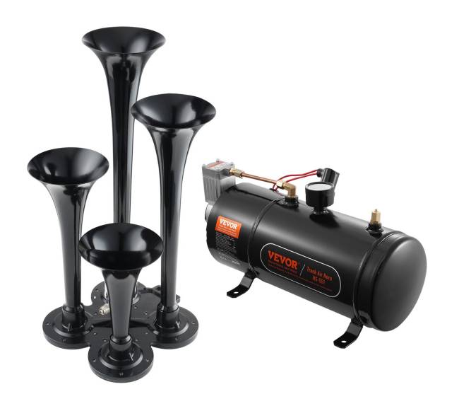 Traukinio signalų komplektas 4 trimitai su kompresoriumi0