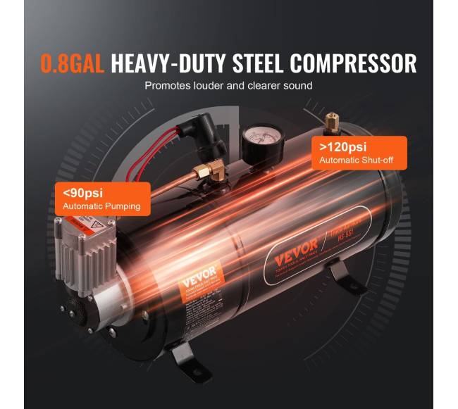 Traukinio signalų komplektas 4 trimitai su kompresoriumi2