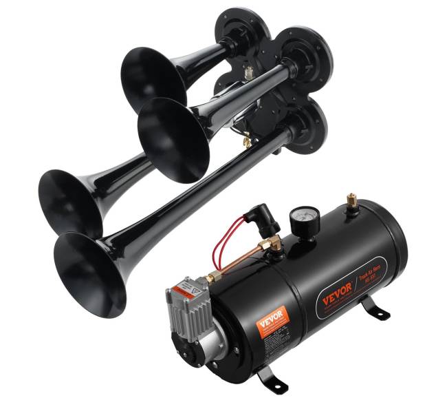 Traukinio signalų komplektas 4 trimitai su kompresoriumi8