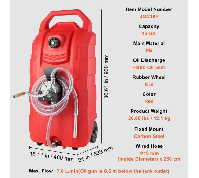 16 galonų kuro vežimėlis su rankine pompa6