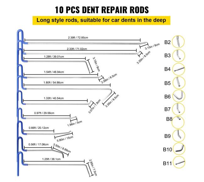Dažų nepažeidžiantis įlenkimų šalinimo rinkinys2
