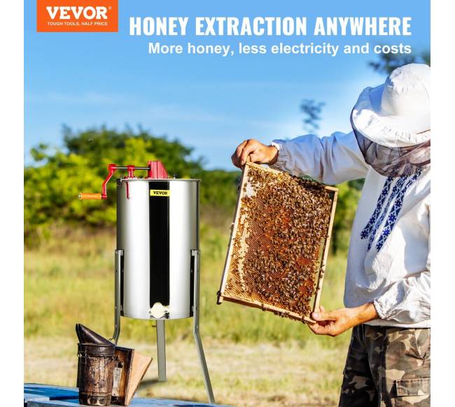 Rankinė medaus sukimo centrifuga, trijų rėmelių ekstraktorius1