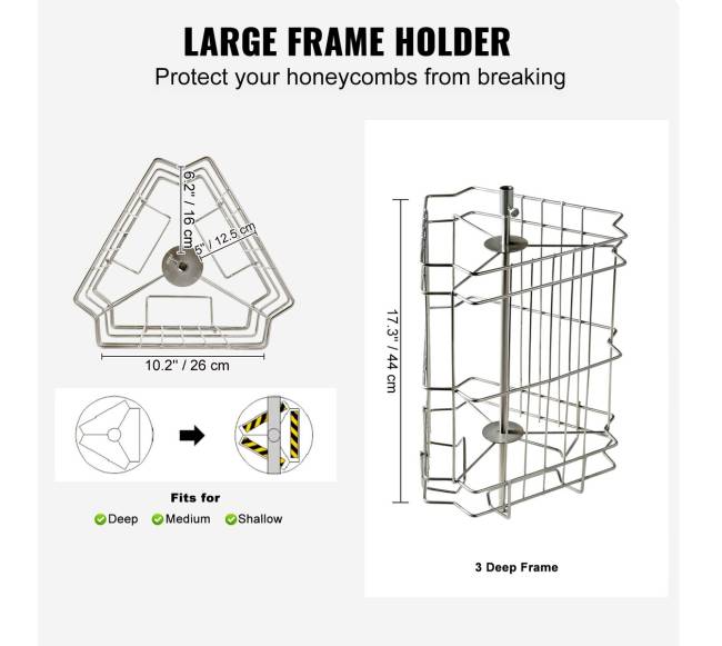 Rankinė medaus sukimo centrifuga, trijų rėmelių ekstraktorius2