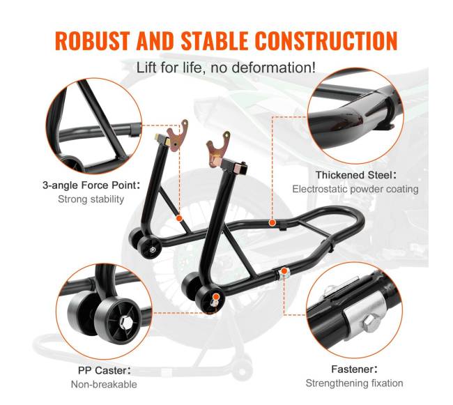 Motociklo galinio rato stovas su U + L šakės šarnyru2
