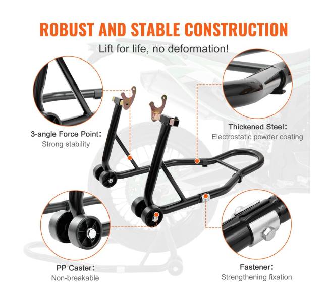 Motociklo stovų rinkinys priekinei ir galinei dalims5