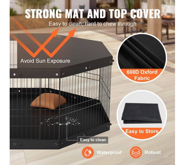 Šunų maniežas, 8 panelės su viršutine danga ir kilimėliu3