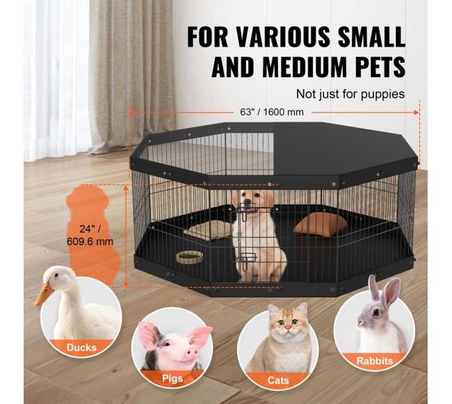 Šunų maniežas, 8 panelės su viršutine danga ir kilimėliu5