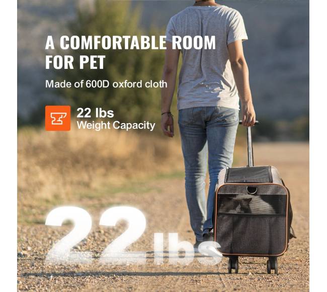 Katės vežimėlis su ratukais ir teleskopine rankena2