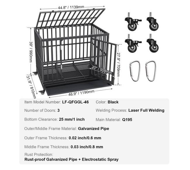 119 cm šuns voljeras su ratukais6