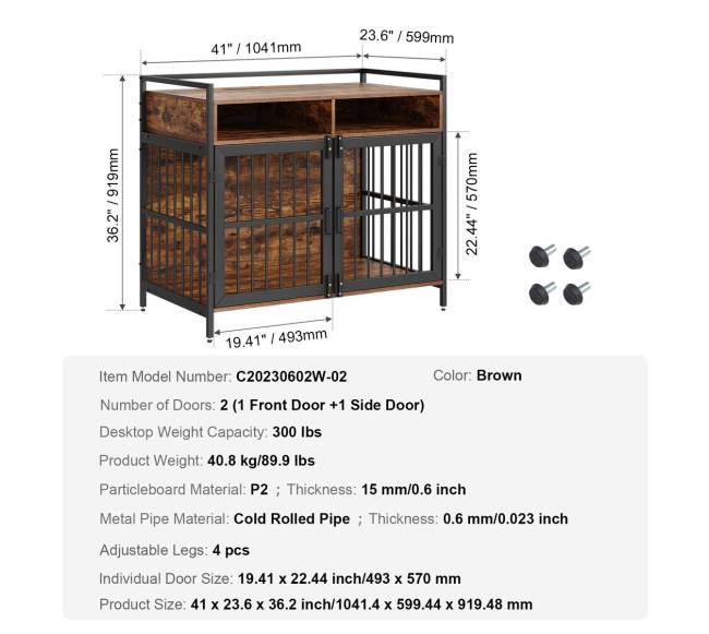 Baldų stiliaus šunų narvas su laikymo vieta6