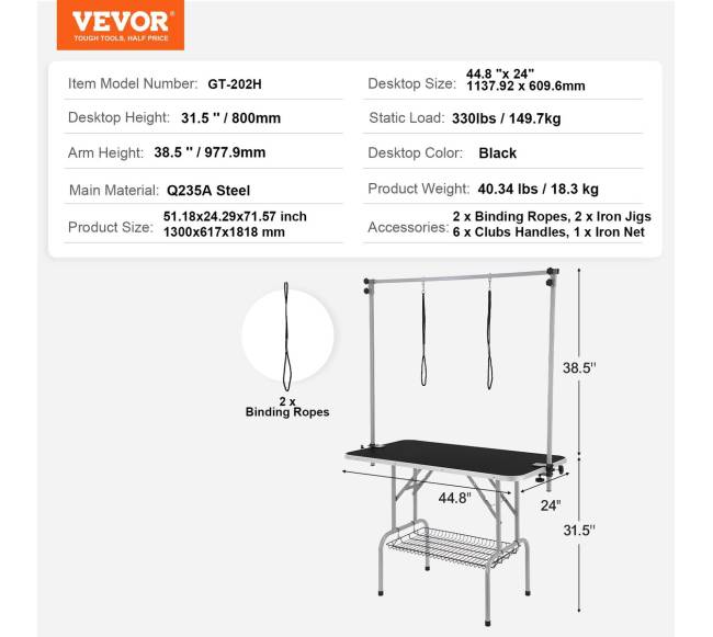 Šunų kirpimo stalas su dviem laikikliais6