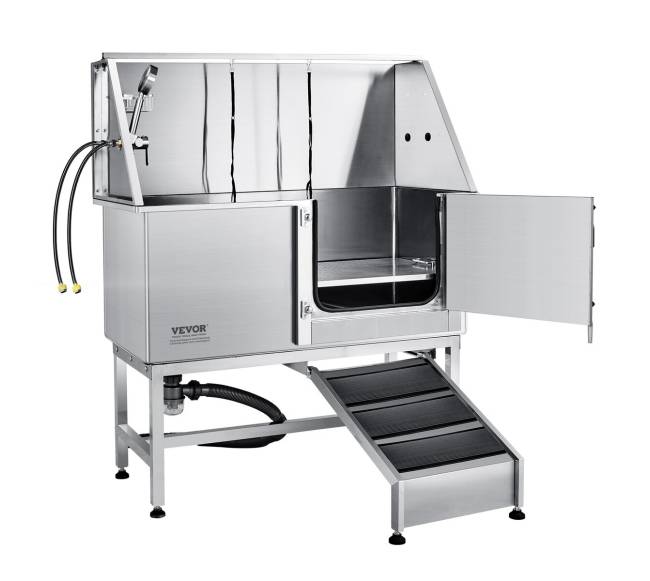 1,27 m šuns maudymo stotis su rampa, iš nerūdijančio plieno7