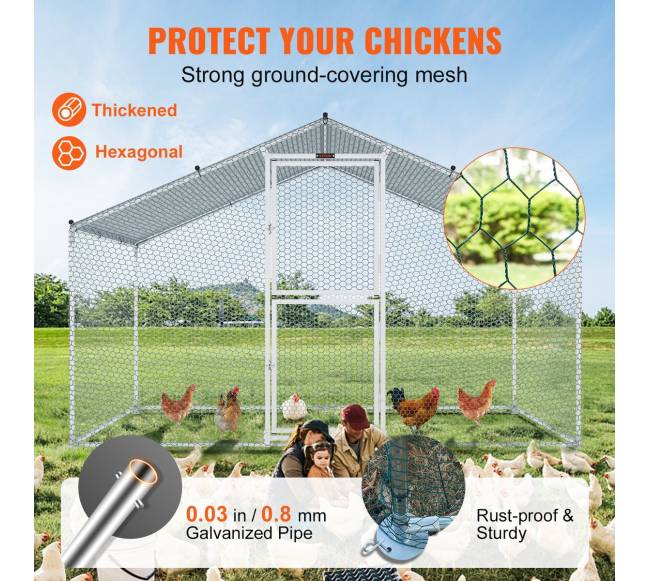 Didelis metalinis vištų aptvaras su dengtu stogu2