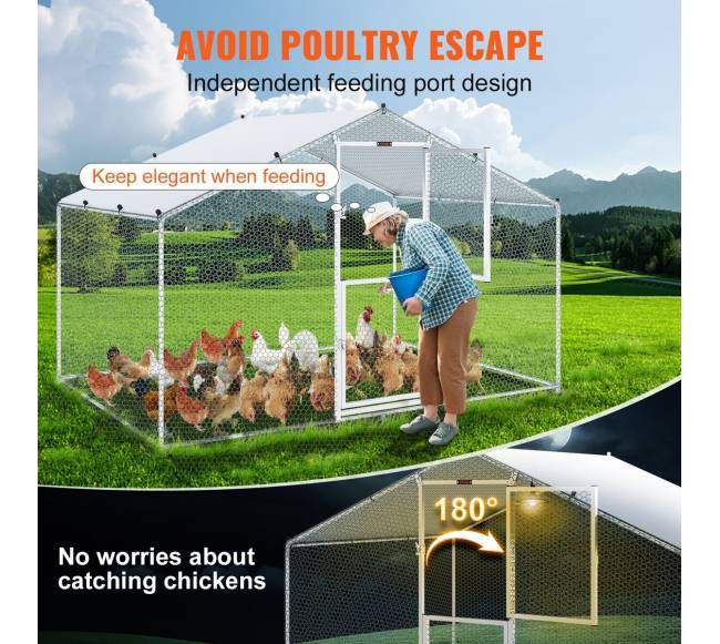 Didelis metalinis vištų aptvaras su dengtu stogu4