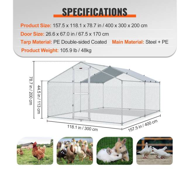 Metalinė vištidė su stogu 4 x 3 x 2 m6