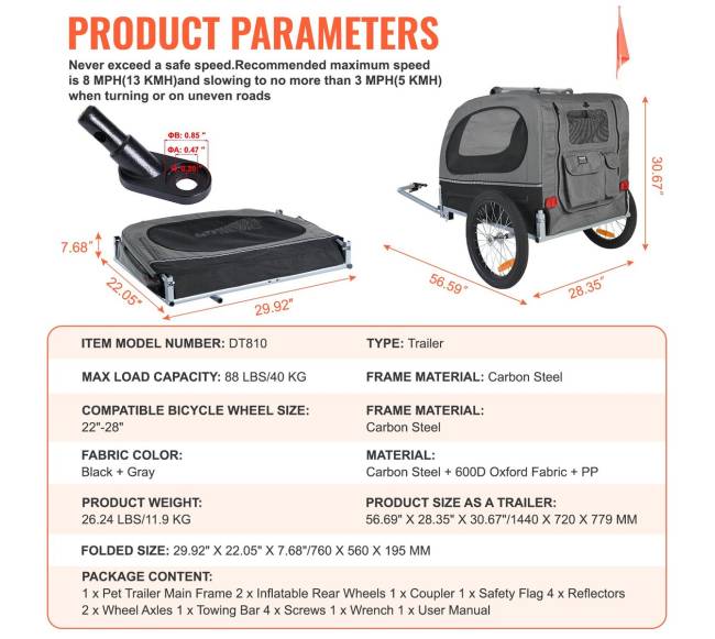 Šuns dviračio priekaba iki 40 kg6