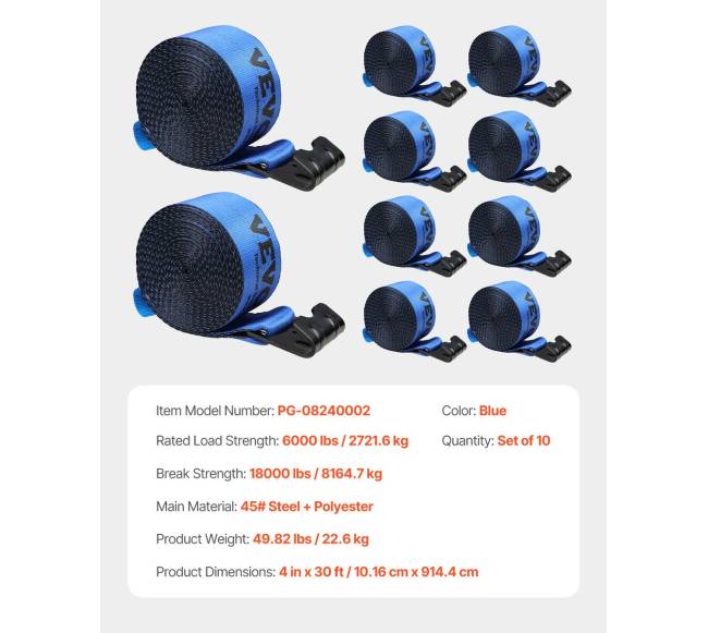 Keltuvų diržai 10,2 cm x 9,1 m, mėlyni (10 vnt.)6