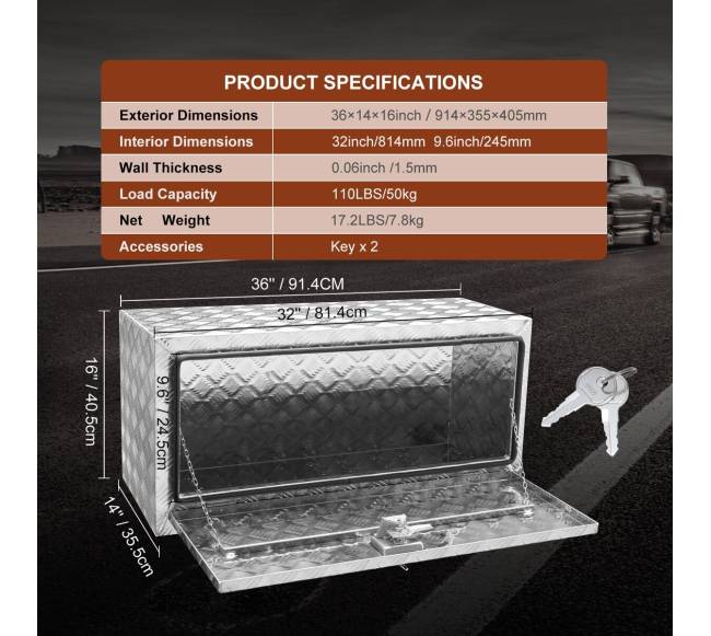 Po apačia montuojama sunkvežimio dėžė 91x35x40 cm6