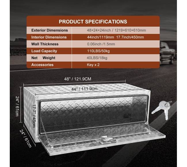 Apatinės dalies dėžė sunkvežimiui, 1219x610x610 mm6