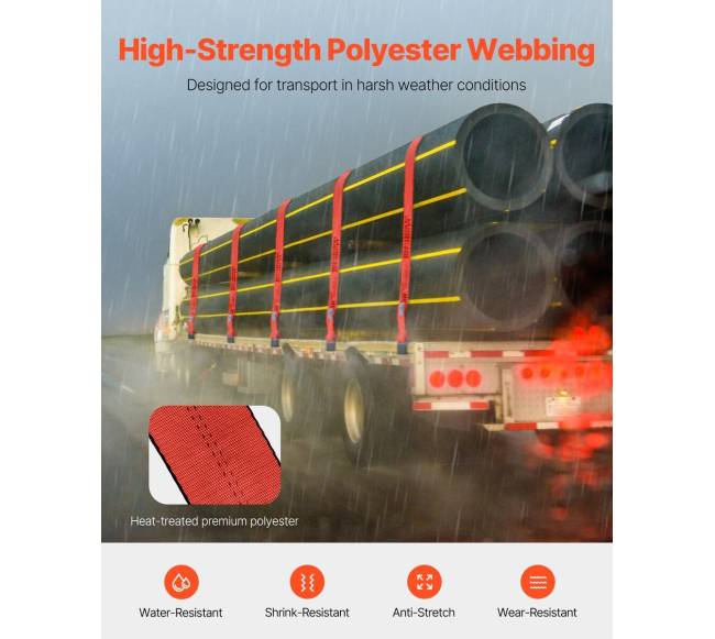 Krovinių tvirtinimo diržai su kabliuku 10.2 cm x 9.1 m2