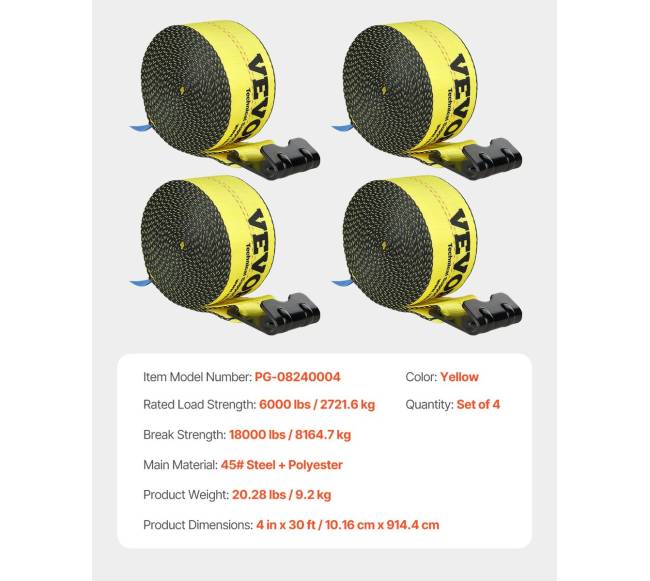 Gervės diržai su plokščia kabliu, 4 vnt.6