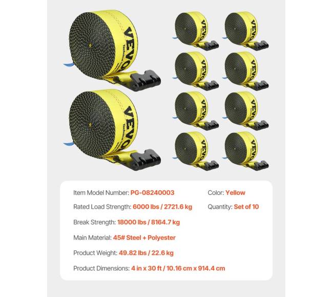 Pritvirtinimo diržai priekaboms 4 x 9,1 m6