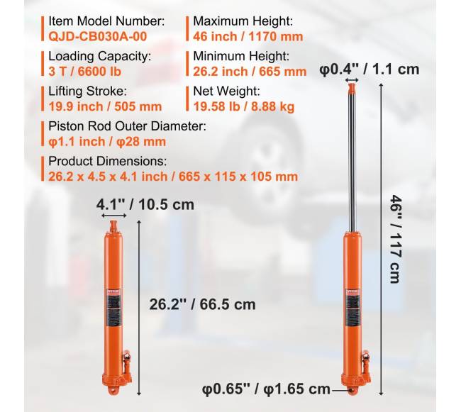 Ilgas hidraulinis cilindras 3 t6