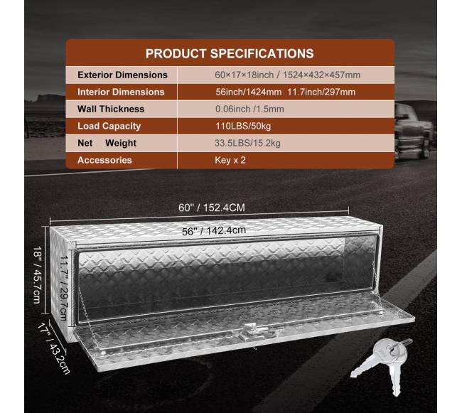 Po automobiliu montuojama dėžė, 152×43×46 cm6