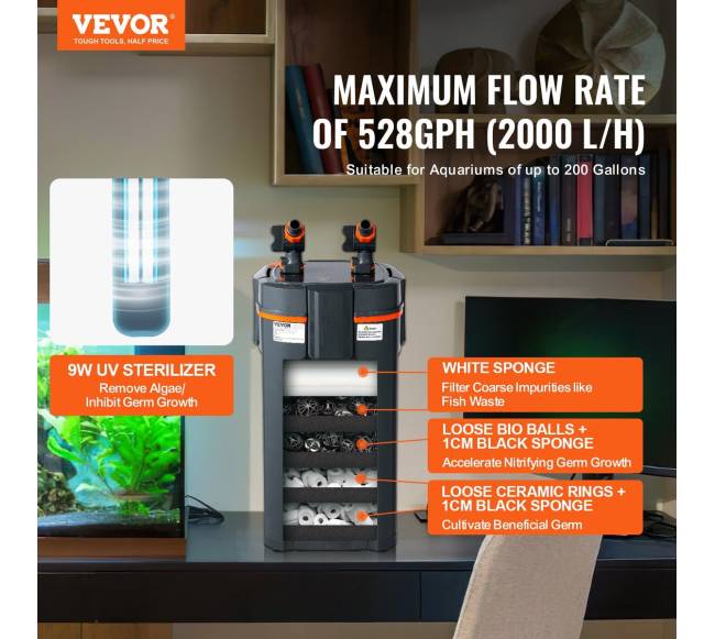 200 galonų akvariumo filtro 20W UV lempa1