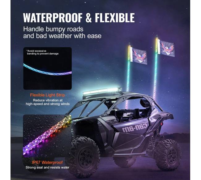 LED 3 pėdų spiralinė šviesa ATV UTV RZR4