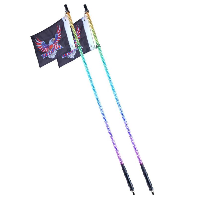 2 komplektų 1,5 m LED spiralinių antenų šviesos0