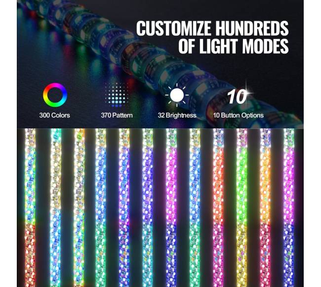 2 komplektų 1,5 m LED spiralinių antenų šviesos3