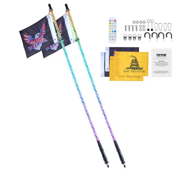 2 komplektų 1,5 m LED spiralinių antenų šviesos8