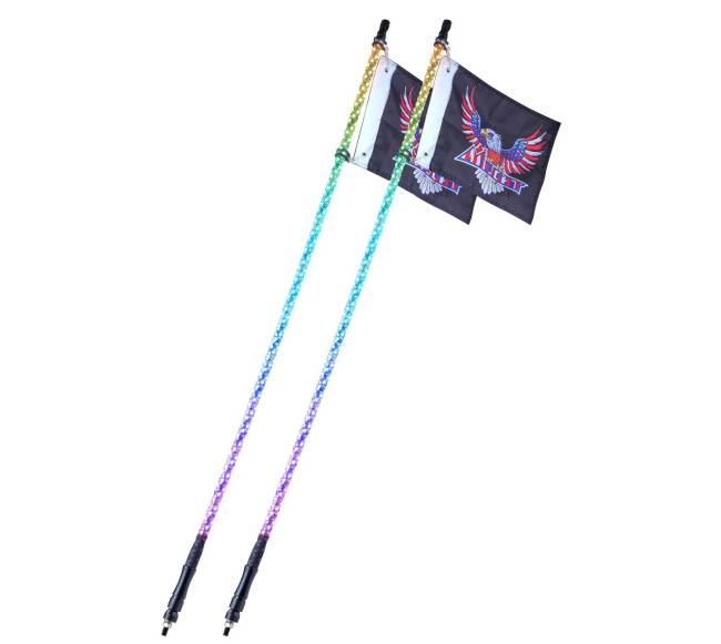 2 komplektų 1,5 m LED spiralinių antenų šviesos9