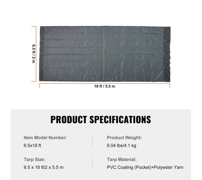 Savivartėms tinklinė tentu 2 x 5.5 m juoda6