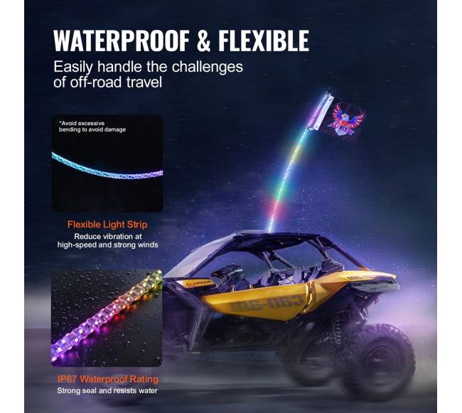 3 ft LED spiralinė antena su nuotoliniu valdymu4