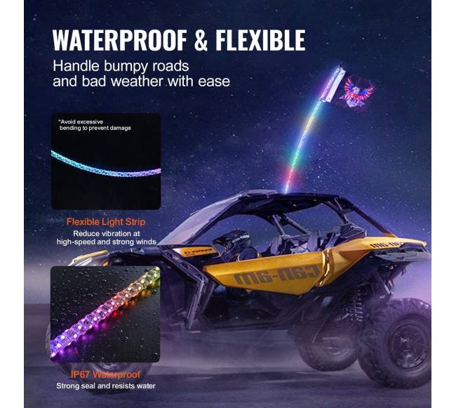 LED švytinčioji antena 4ft RGB su valdymu4