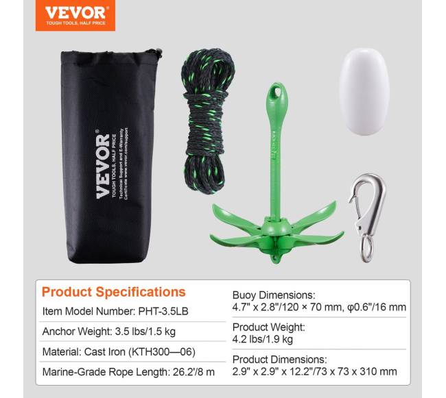 Baidarės inkaras su virve ir plūde6