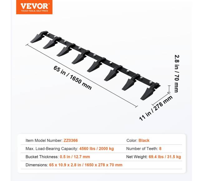 Traktoriaus kaušo danties baras, 66, 2000 kg apkrova6
