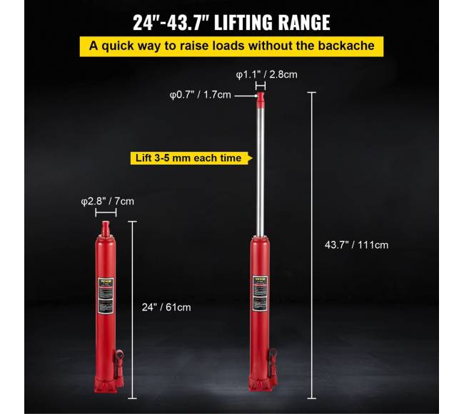 Ilgo stūmoklio hidraulinis keltuvas, 4 tonos2