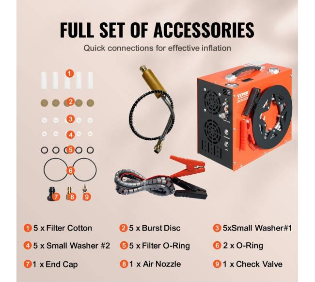 Nešiojamas pcp oro kompresorius su automatine sustabdymo funkcija5