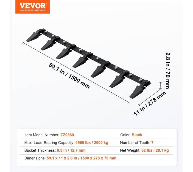 Kaušo dantų juosta, 150 cm su 7 dantimis6