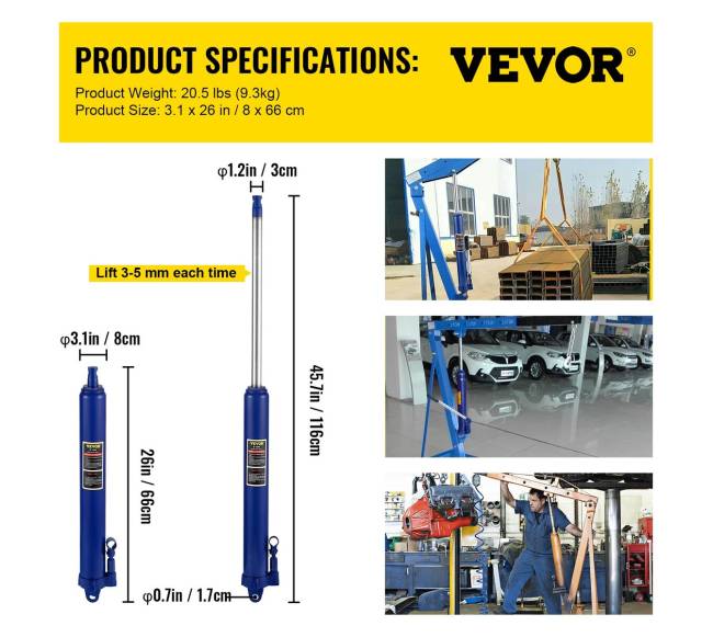 Hidraulinis ilgas domkratas, 8 tonos talpa6