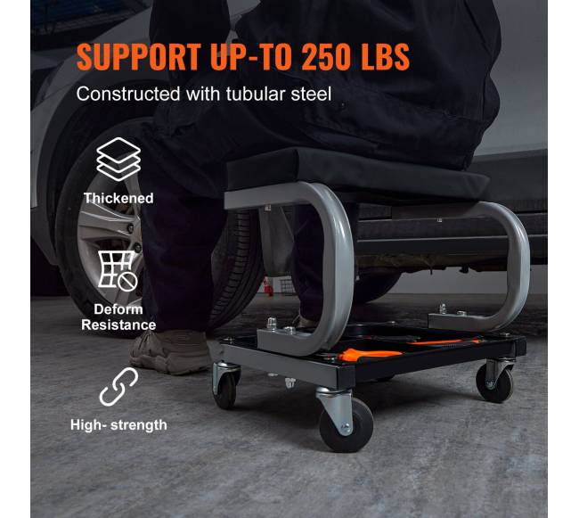 Mechaniko garažo taburetė su įrankių dėklu3