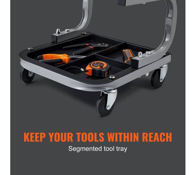 Mechaniko garažo taburetė su įrankių dėklu4